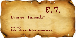 Bruner Talamér névjegykártya